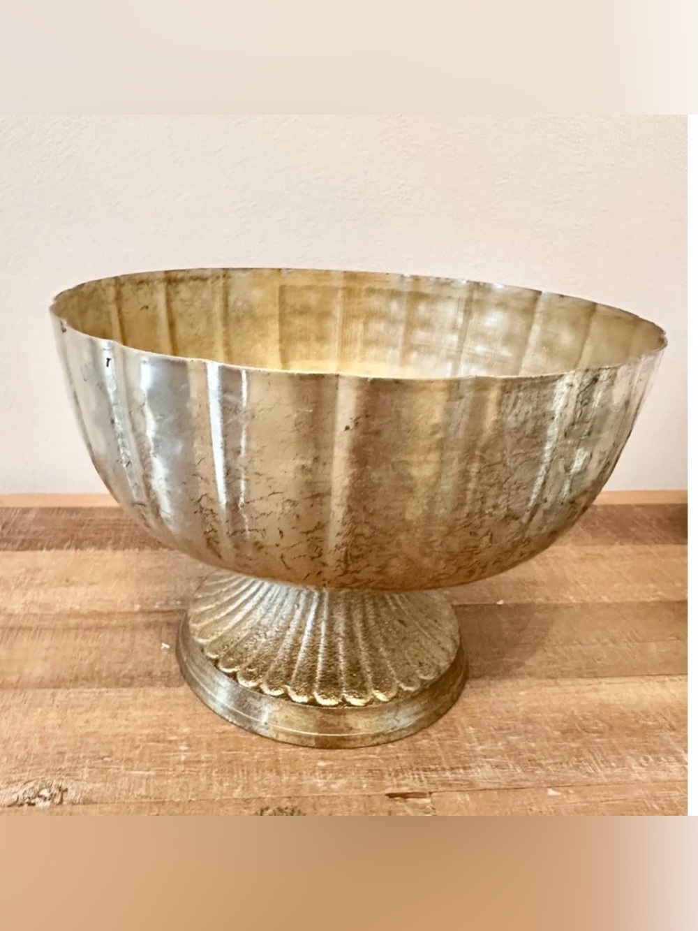 MCM Metallic Gold Pedestal Bowl